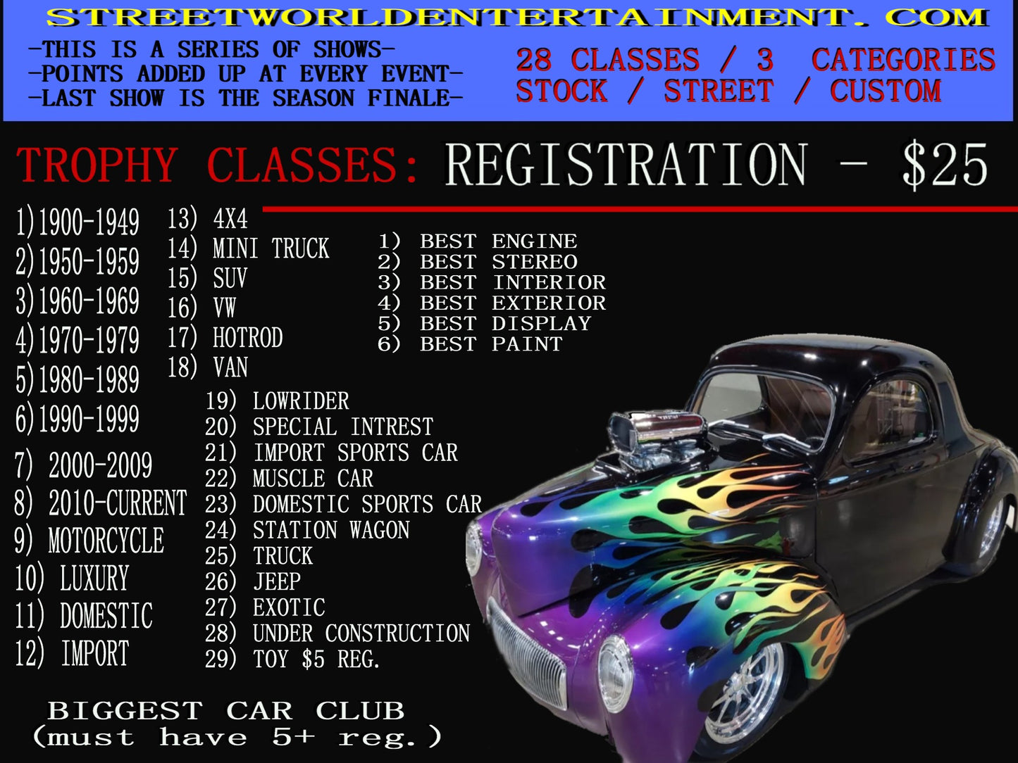 Street Wars Car Show, Wipeouts Bar and Grill, Neptune Beach, July 25th 10AM-3PM