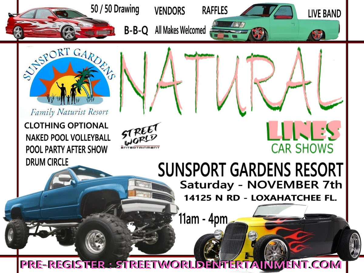 Natural Lines Car Show, Sunsport Gardens Resort, Loxahatchee, November 7th, 11AM-4PM