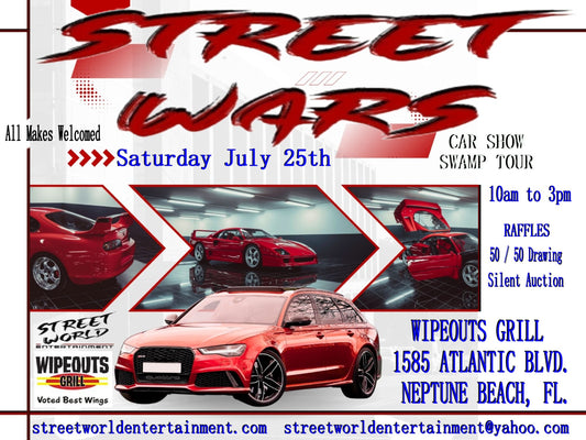 Street Wars Car Show, Wipeouts Bar and Grill, Neptune Beach, July 25th 10AM-3PM