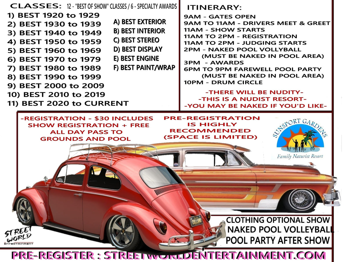 Natural Lines Car Show, Sunsport Gardens Resort, Loxahatchee, November 7th, 11AM-4PM