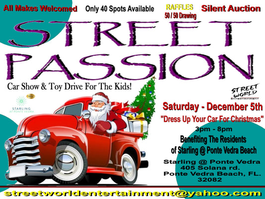 Street Passion Car Show, Starling at Ponte Vedra, Ponte Vedra Beach, FL, December 5th 3PM-8PM